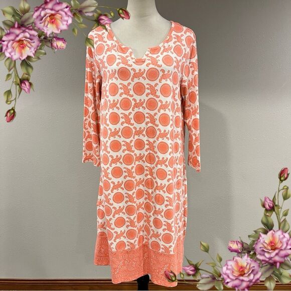 Liz Claiborne paisley print a-line long sleeve Dress size large - Picture 1 of 12